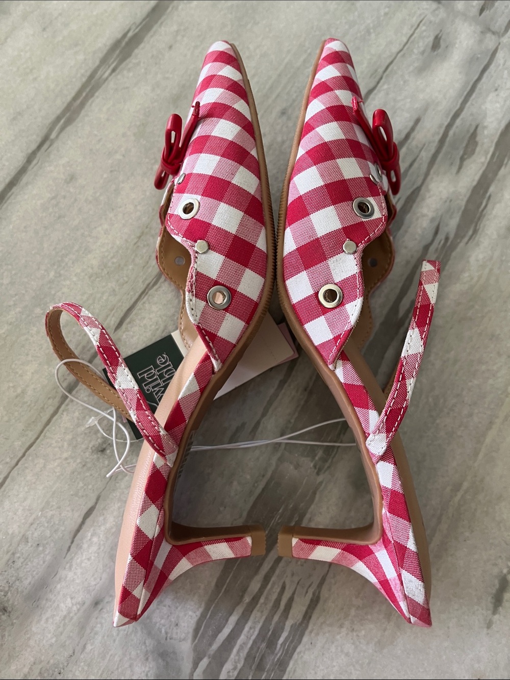 wild fable Red & White Gingham Pointed Slingback Mule with Bow - Picture 7 of 8